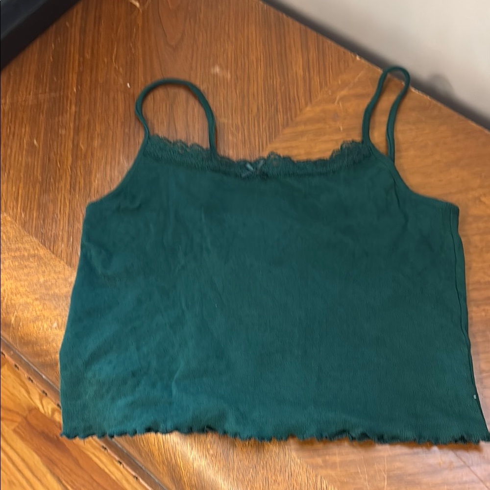 American Eagle Outfitters Green Fitted Crop Camisole